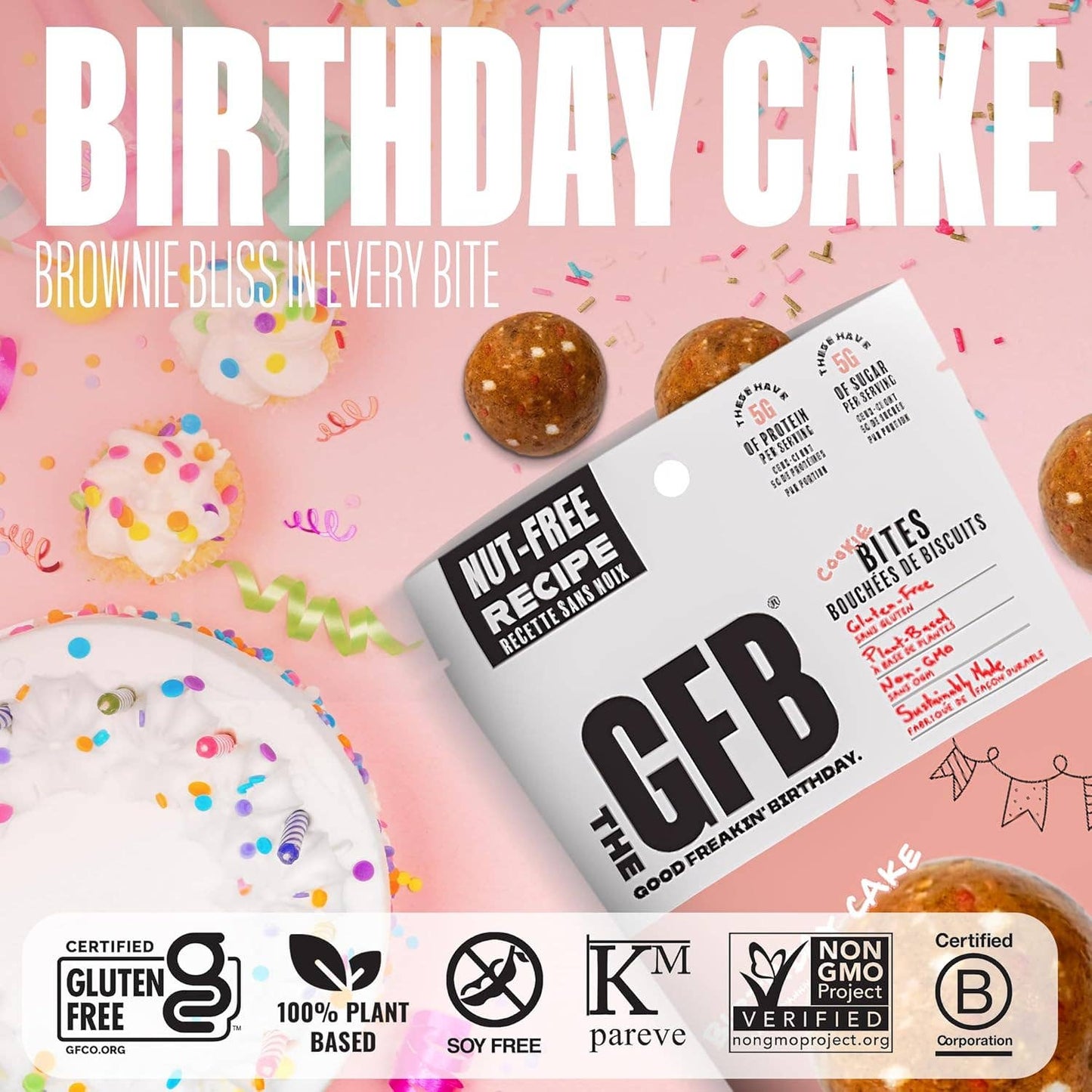The GFB Birthday Cake Cookie Bites Nut Free Snack Pack