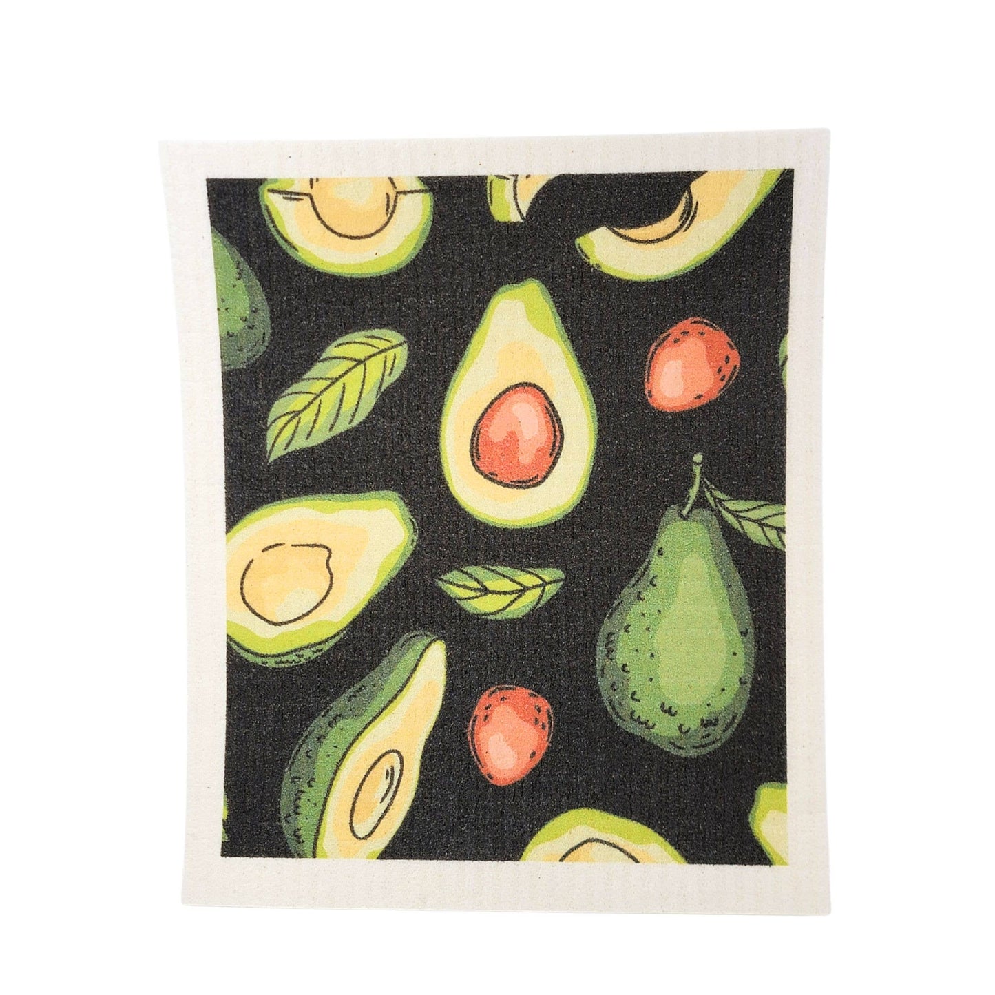 Black Avocado Patterned Swedish Dishcloth