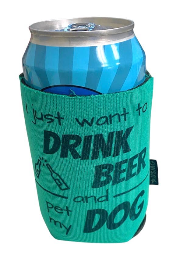 Beer and Dog Cuddles - Green Koozie for Humans and Pups