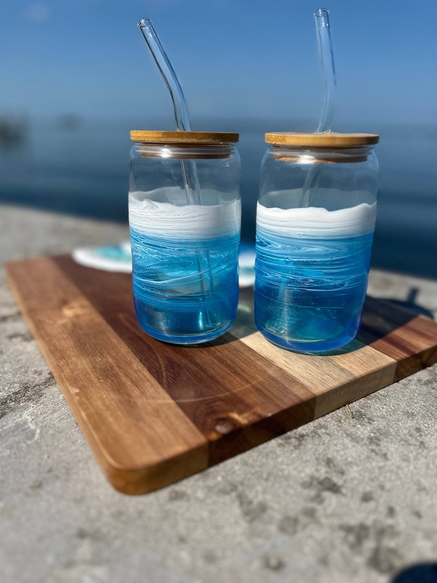 Ocean Inspired Iced Coffee Glass