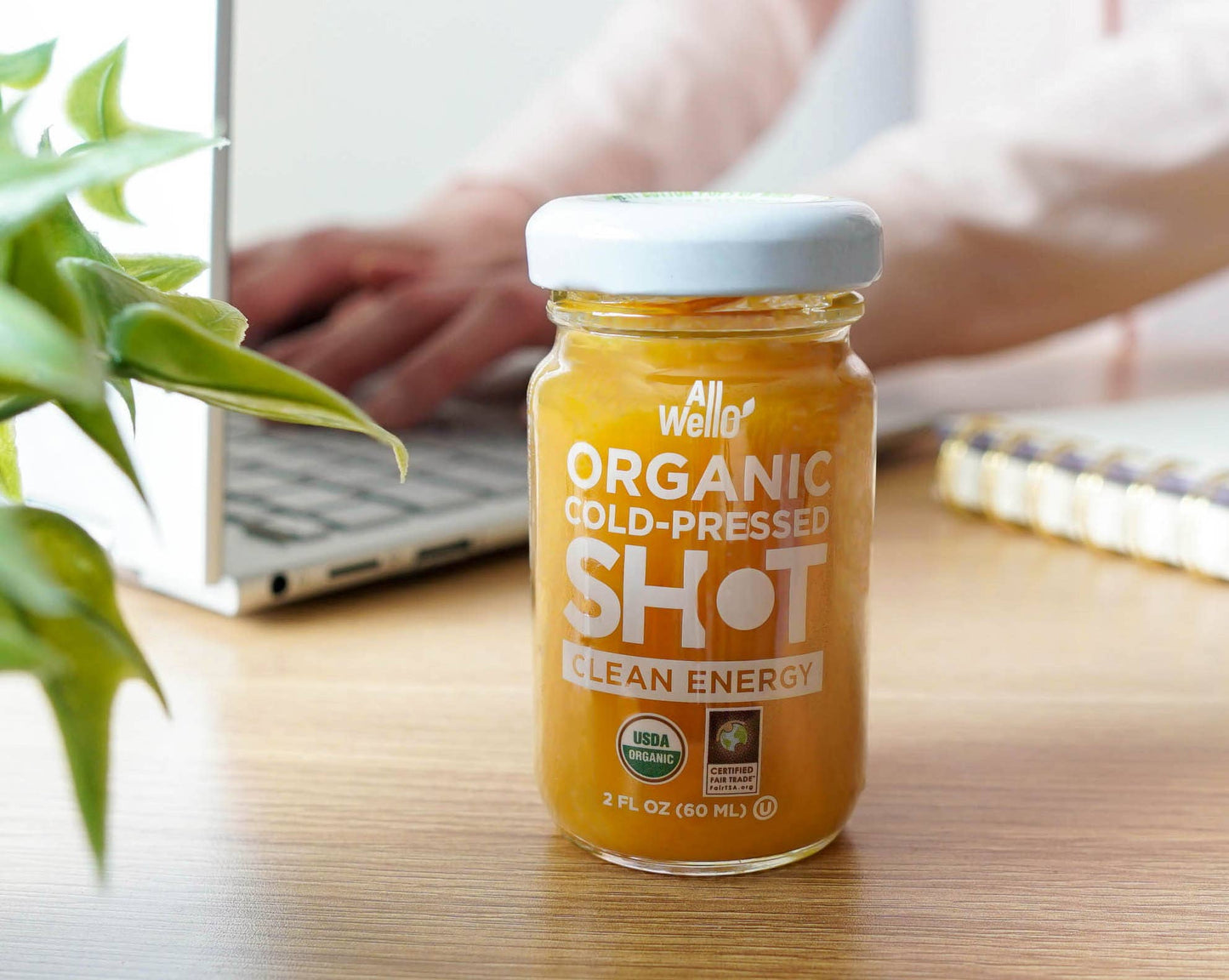 Organic Cold-Pressed Clean Energy Shot With Ginseng