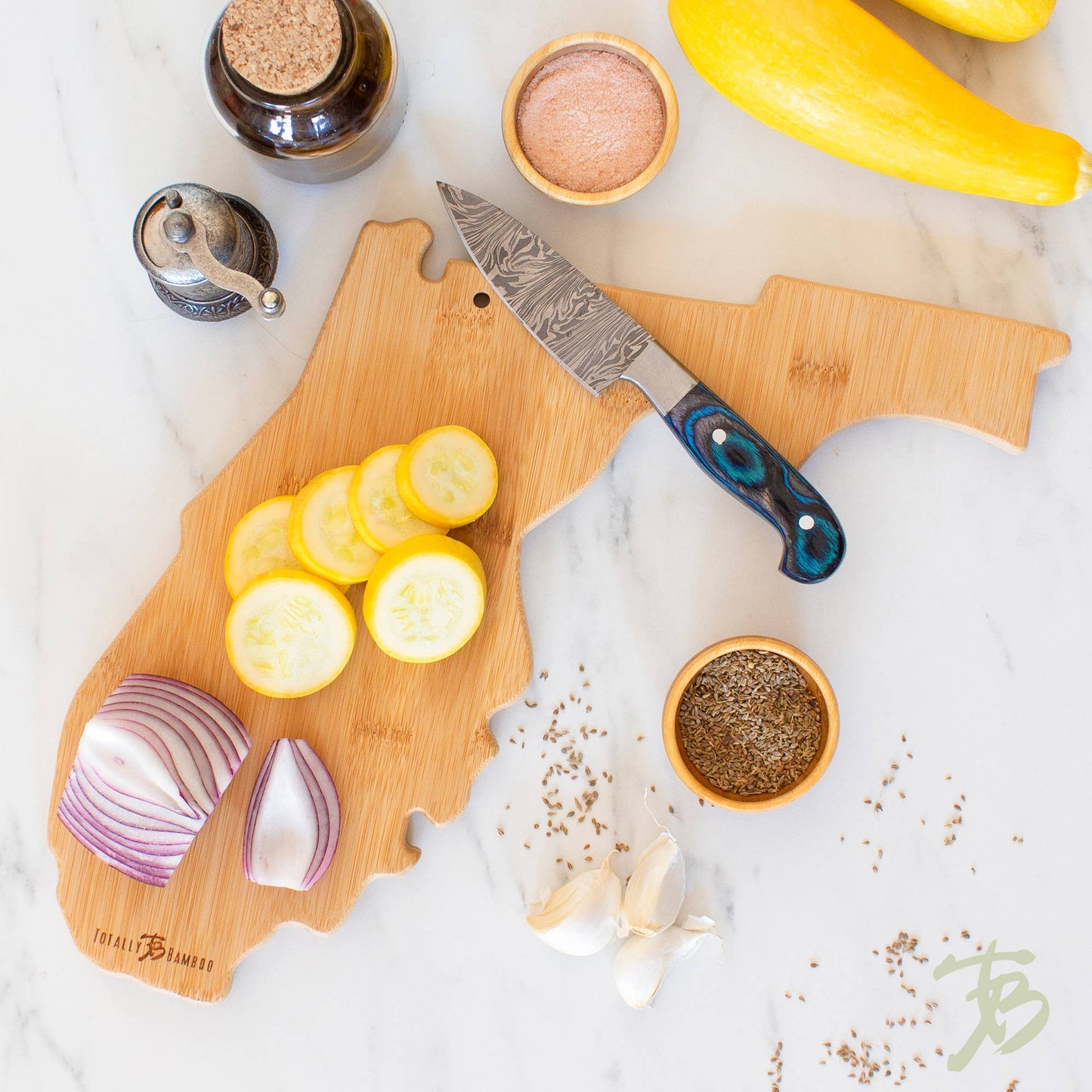 Destination Florida State-Shaped Serving & Cutting Bamboo Charcuterie Board