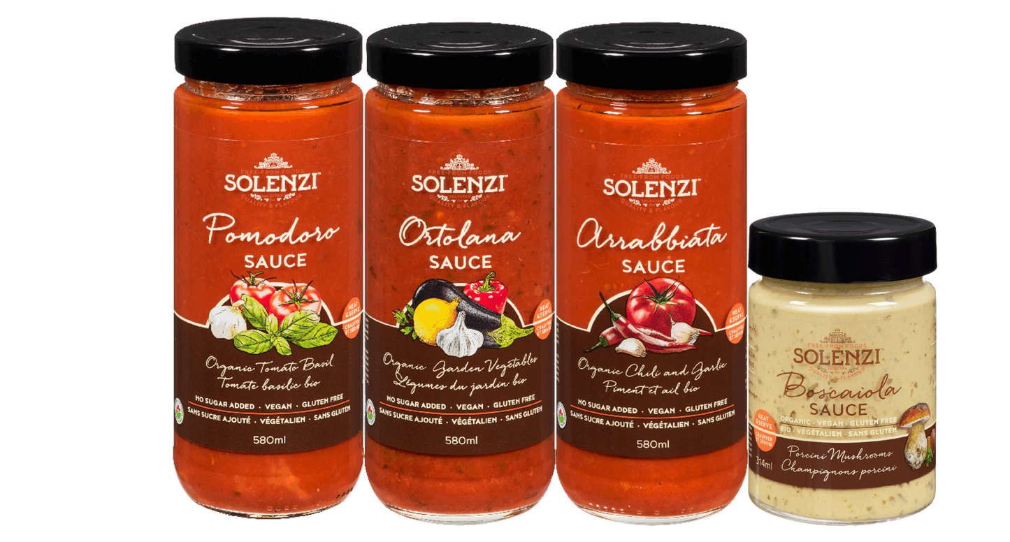 Solenzi Organic Vegan Pasta Sauces - Sugar-Free Gourmet Selection