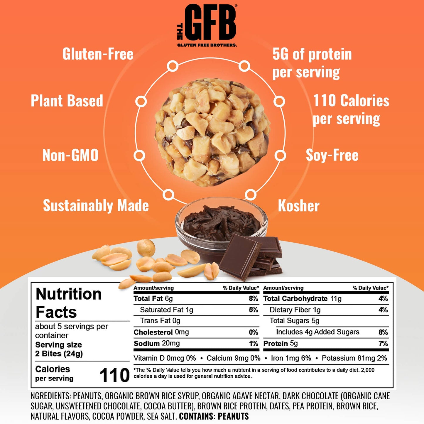 The GFB: Dark Chocolate Peanut Butter Protein Bites 4oz