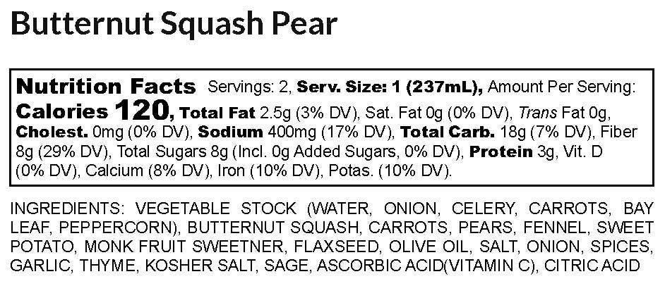 Creamy Butternut Squash and Pear Delight Soup 16 oz