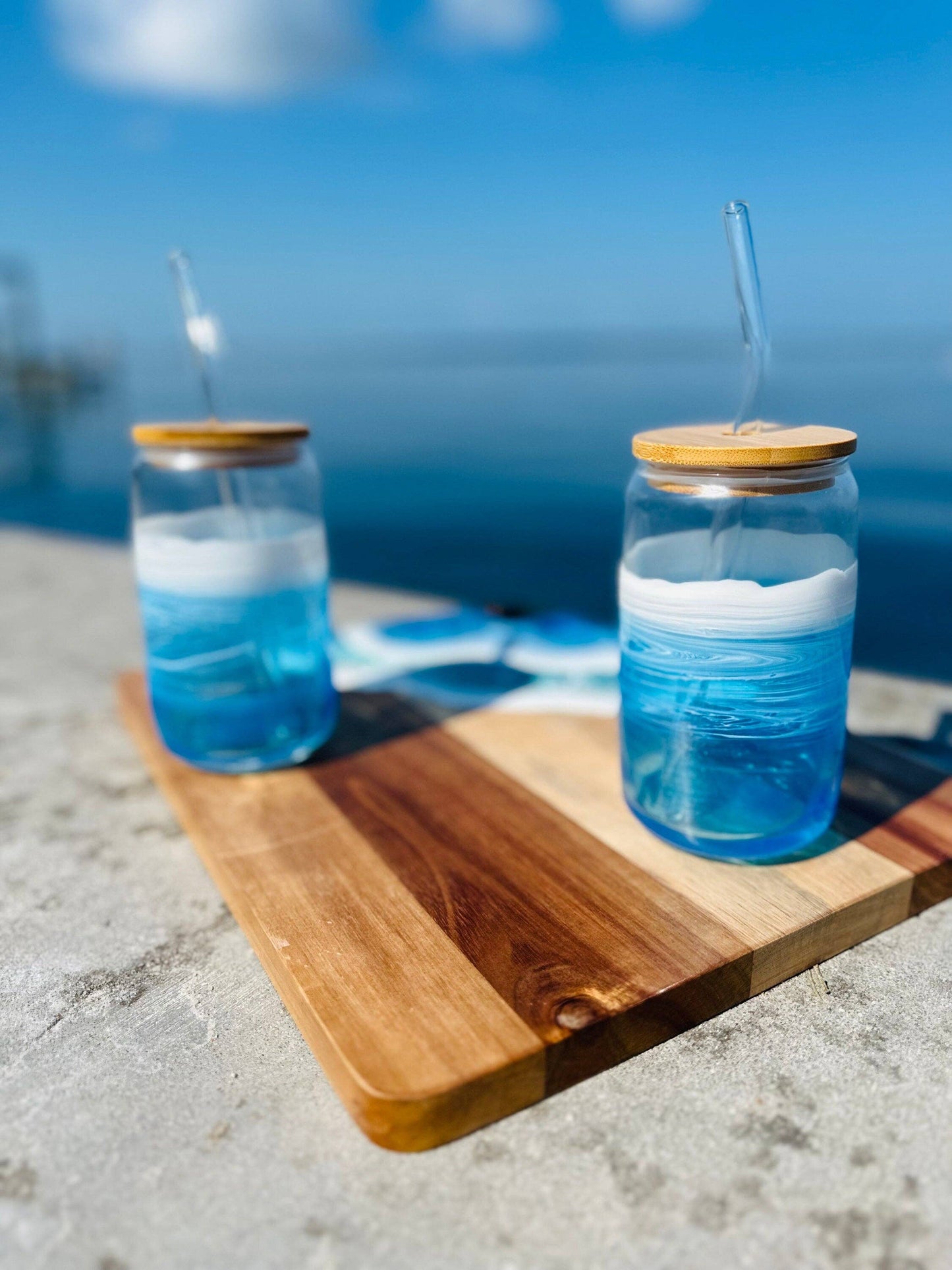 Ocean Inspired Iced Coffee Glass