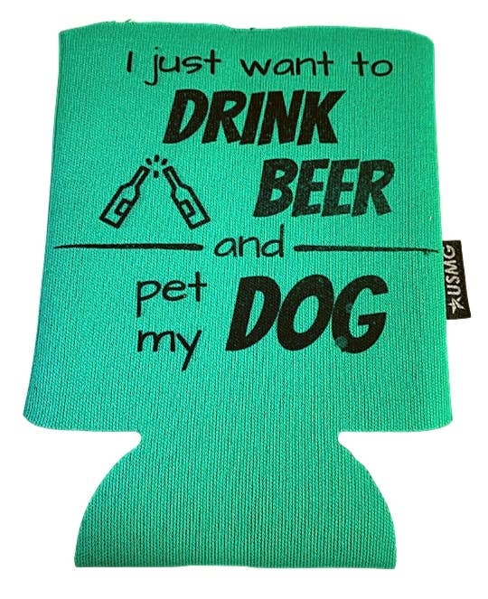 Beer and Dog Cuddles - Green Koozie for Humans and Pups