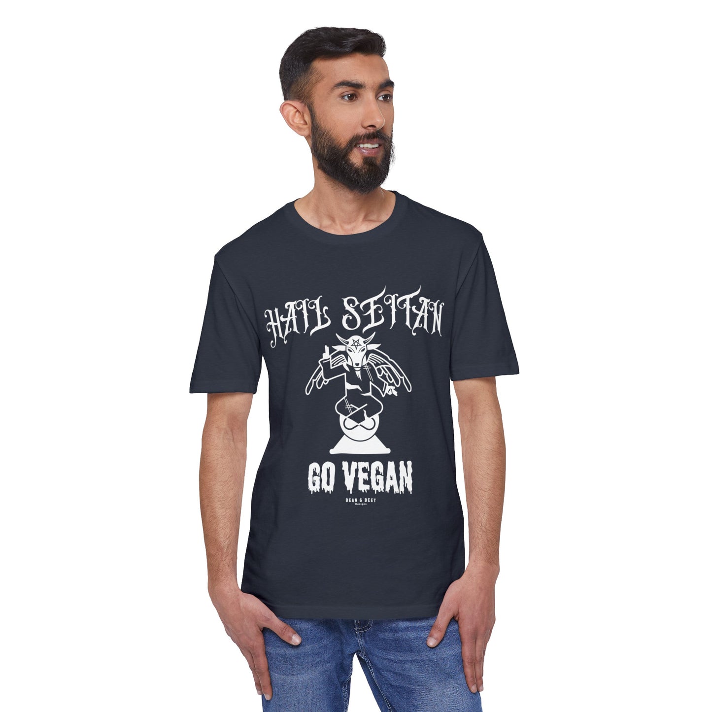 HAIL SEITAN GO VEGAN Unisex District® Re-Tee® Recycled Cotton & Post-consumer Recycled Polyester