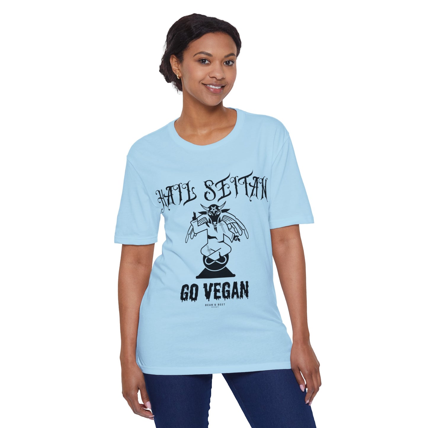 HAIL SEITAN GO VEGAN Unisex District® Re-Tee® Recycled Cotton & Post-consumer Recycled Polyester