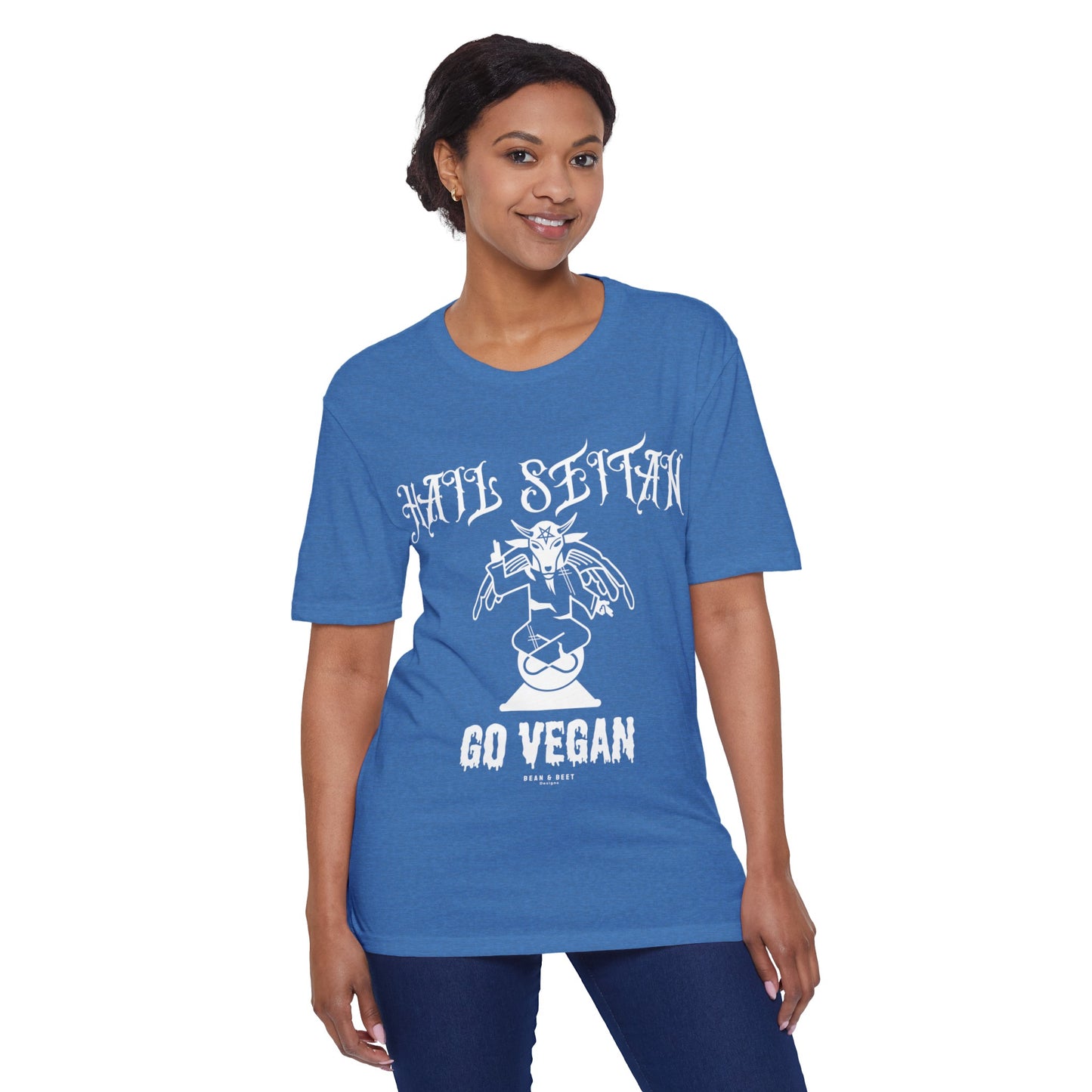 HAIL SEITAN GO VEGAN Unisex District® Re-Tee® Recycled Cotton & Post-consumer Recycled Polyester