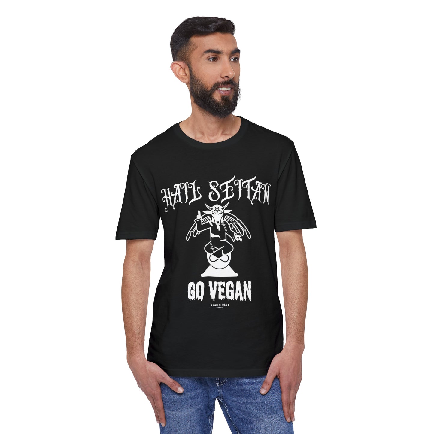 HAIL SEITAN GO VEGAN Unisex District® Re-Tee® Recycled Cotton & Post-consumer Recycled Polyester