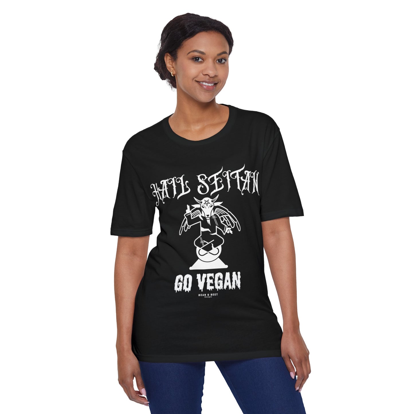 HAIL SEITAN GO VEGAN Unisex District® Re-Tee® Recycled Cotton & Post-consumer Recycled Polyester