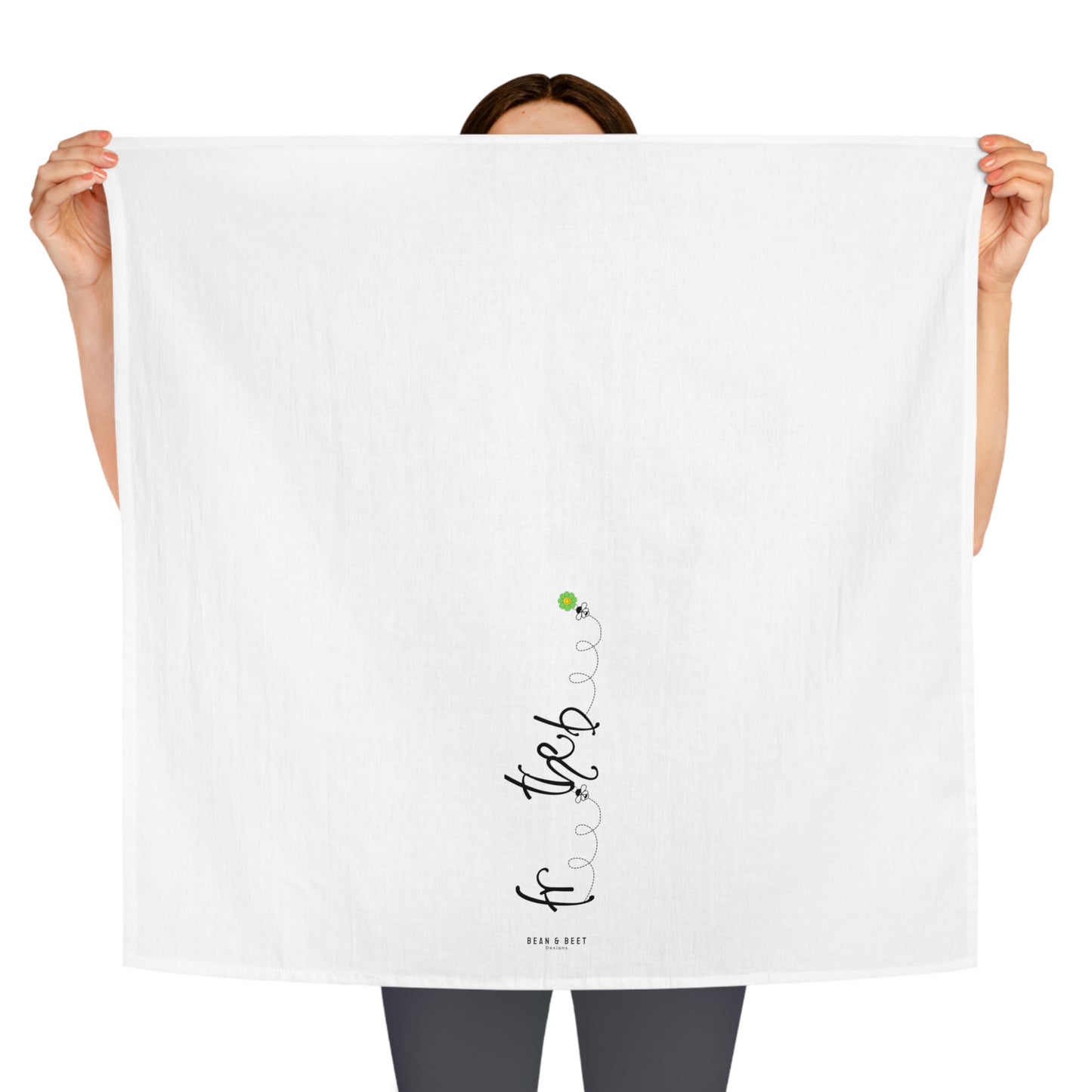 Free the Bee 100% Cotton Tea Towel - Green Flower