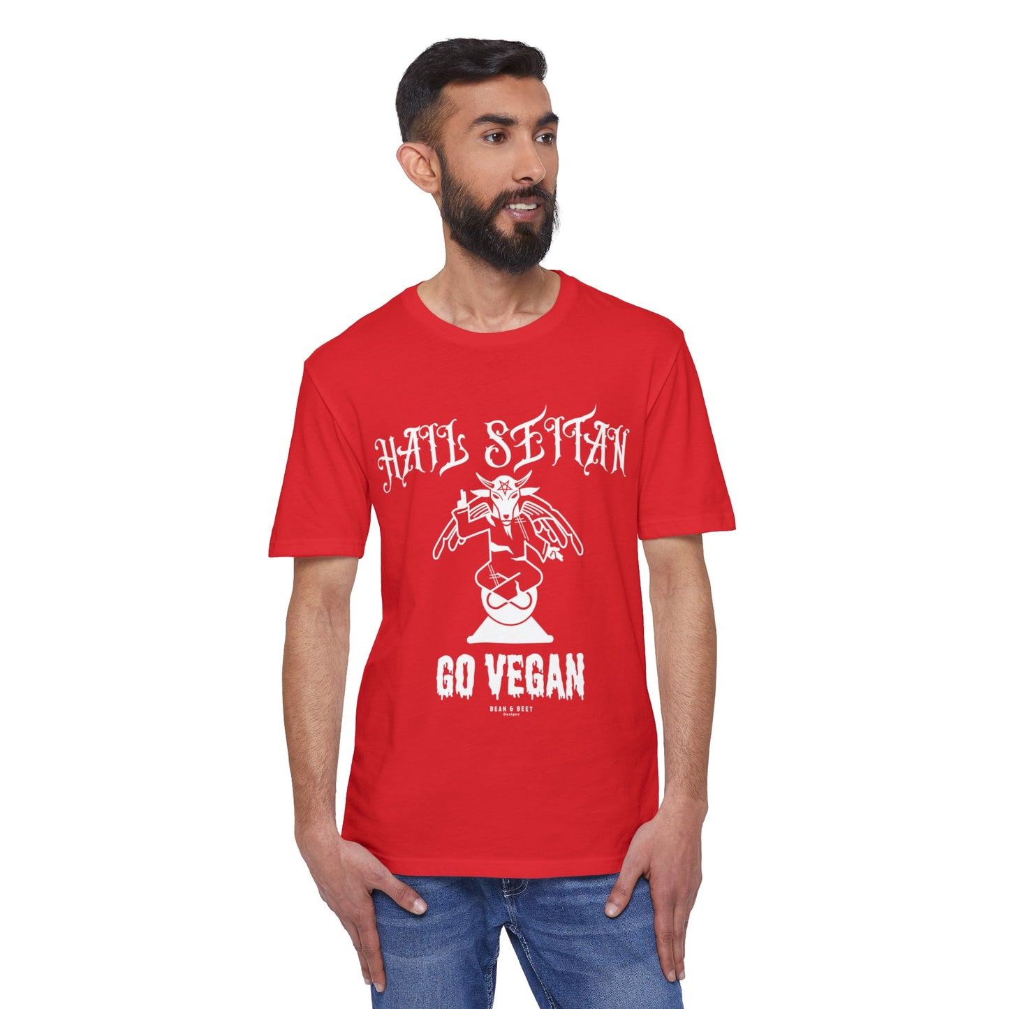 HAIL SEITAN GO VEGAN Unisex District® Re-Tee® Recycled Cotton & Post-consumer Recycled Polyester