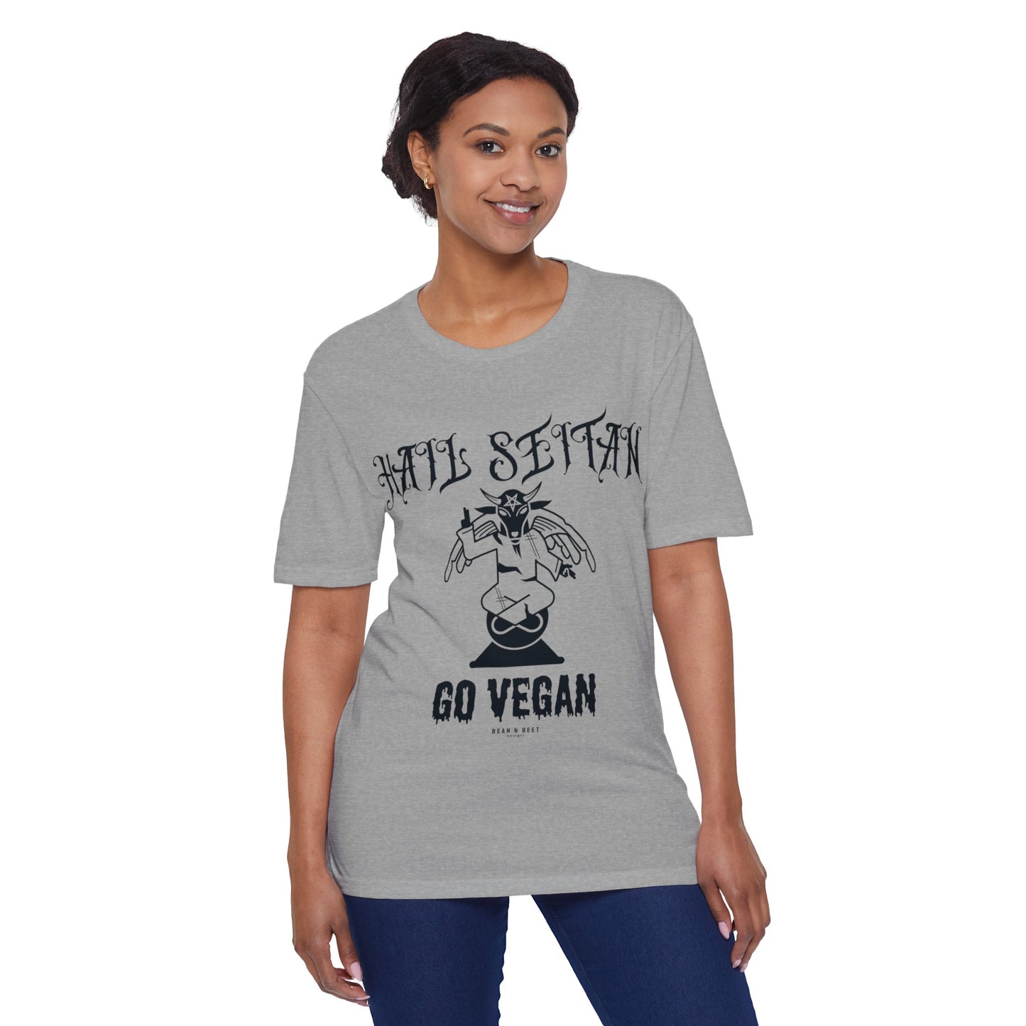 HAIL SEITAN GO VEGAN Unisex District® Re-Tee® Recycled Cotton & Post-consumer Recycled Polyester