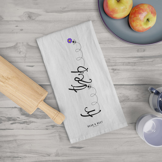 Free the Bee 100% Cotton Tea Towel - Purple Flower