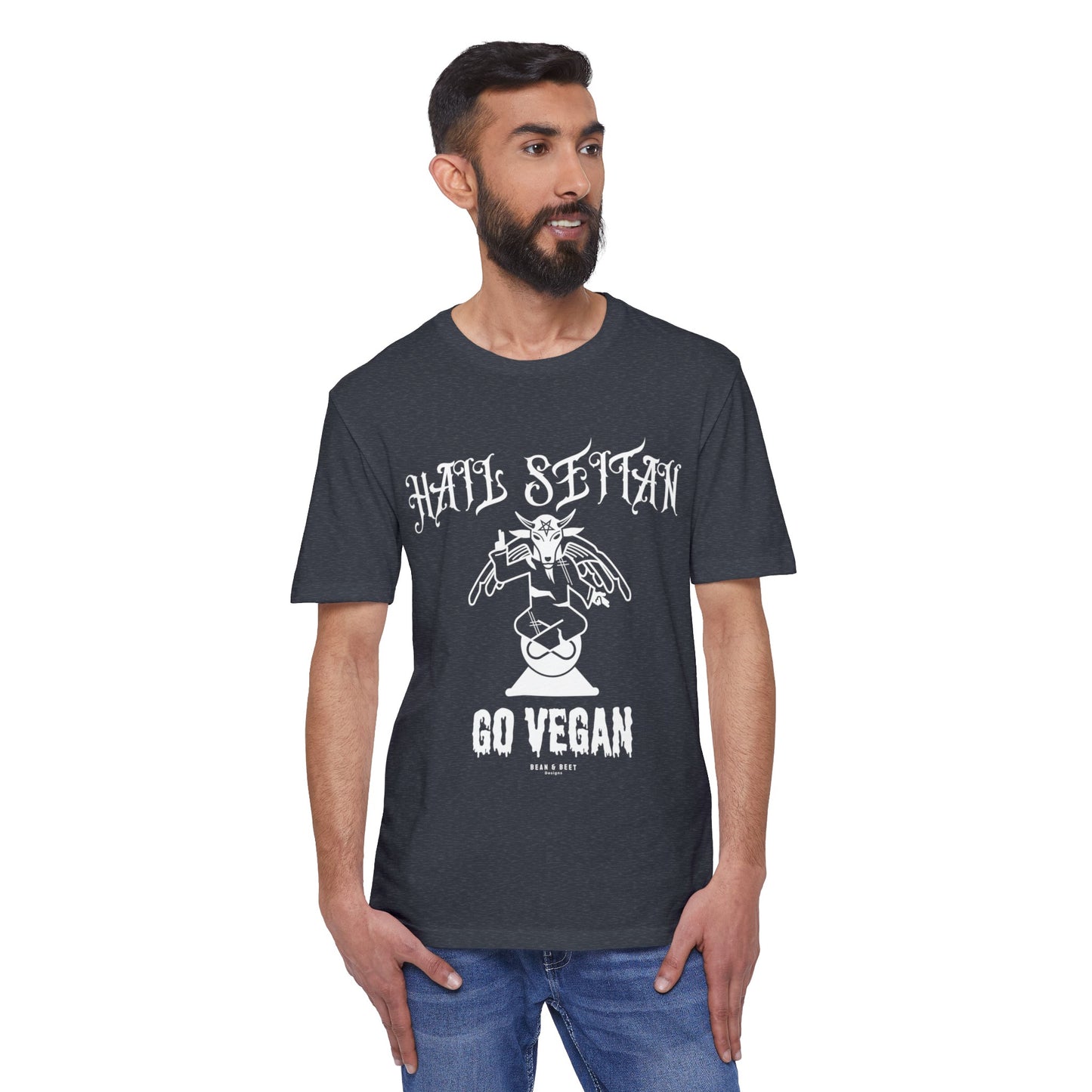 HAIL SEITAN GO VEGAN Unisex District® Re-Tee® Recycled Cotton & Post-consumer Recycled Polyester