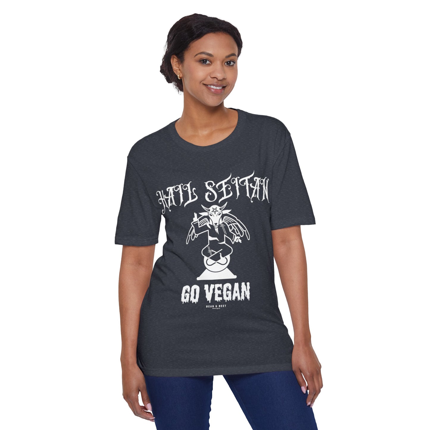 HAIL SEITAN GO VEGAN Unisex District® Re-Tee® Recycled Cotton & Post-consumer Recycled Polyester