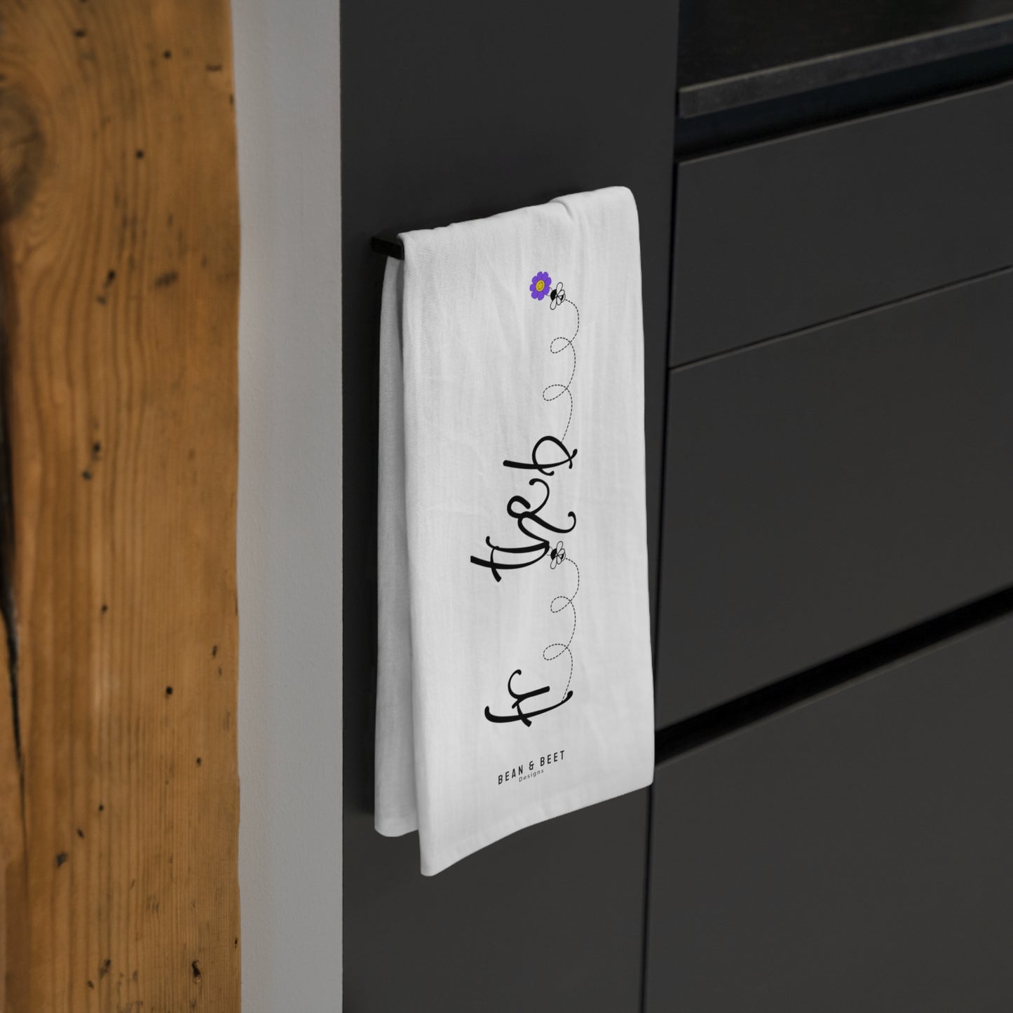 Free the Bee 100% Cotton Tea Towel - Purple Flower