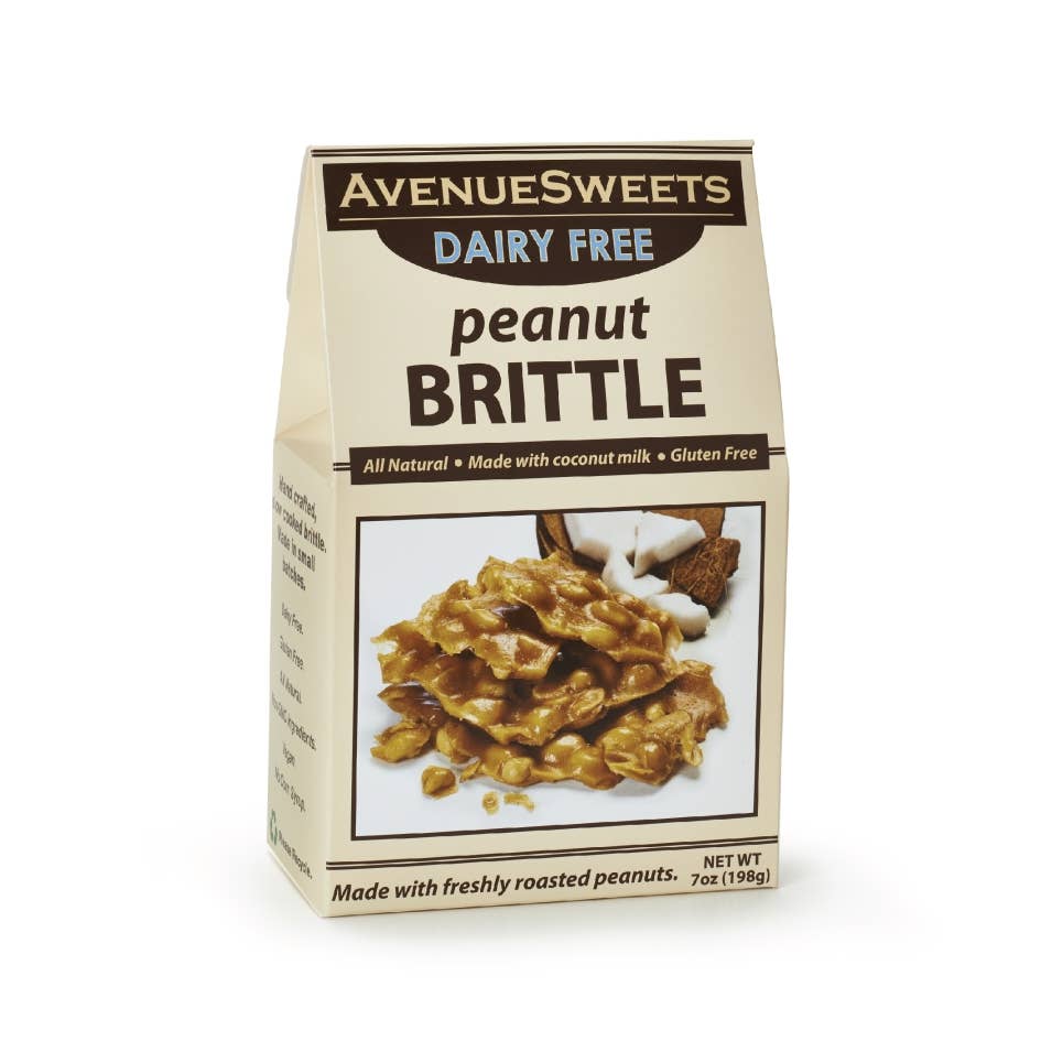 AvenueSweets Dairy Free Vegan Peanut Brittle 7oz. Box