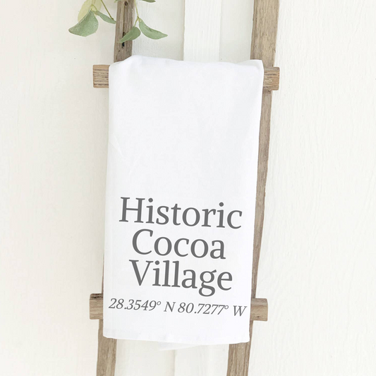 Historic Cocoa Village Coordinates Cotton Tea Towel