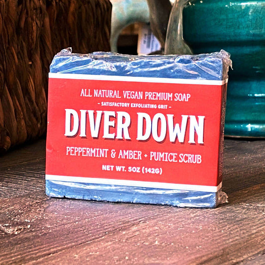 Diver Down All Natural Handmade Premium Vegan Peppermint  Amber Pumice Soap