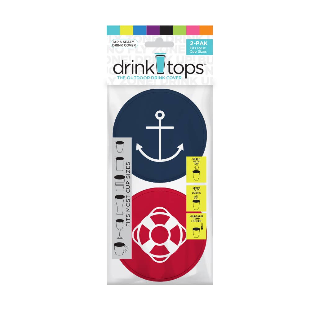 Nautical-Themed Drink Covers with Tap & Seal Technology - Set of 2