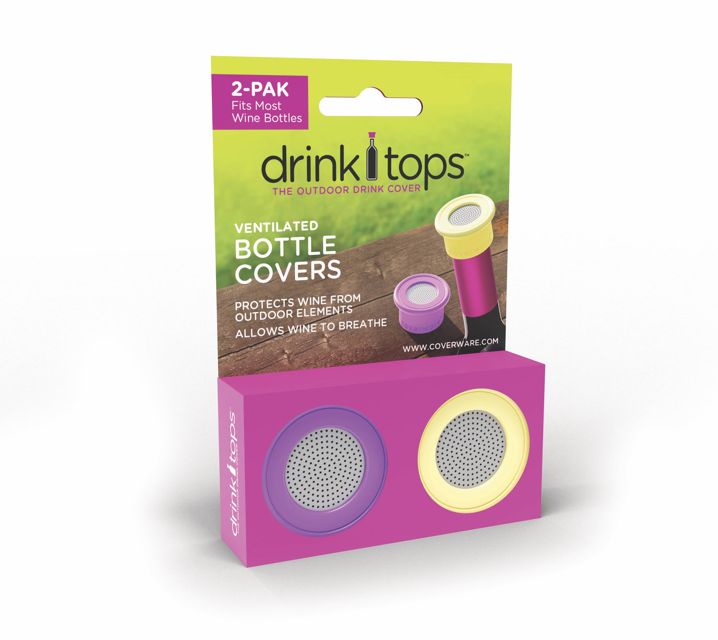 Drink Tops™ AIRFLOW Wine Bottle Covers - Set of 2