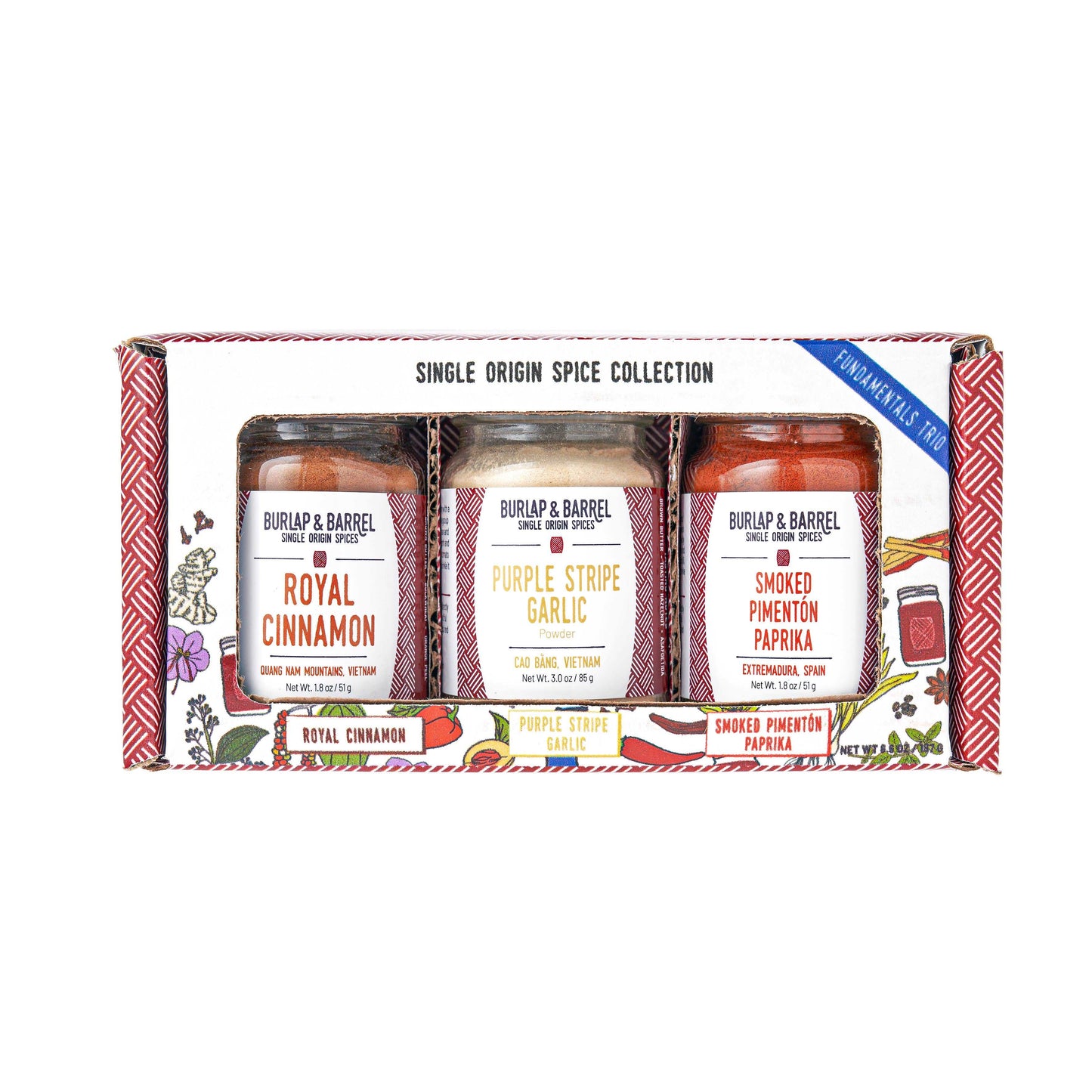 Burlap & Barrel Fundamental Spice Trio - Chef's Gift Set - Single Origin Spice Set