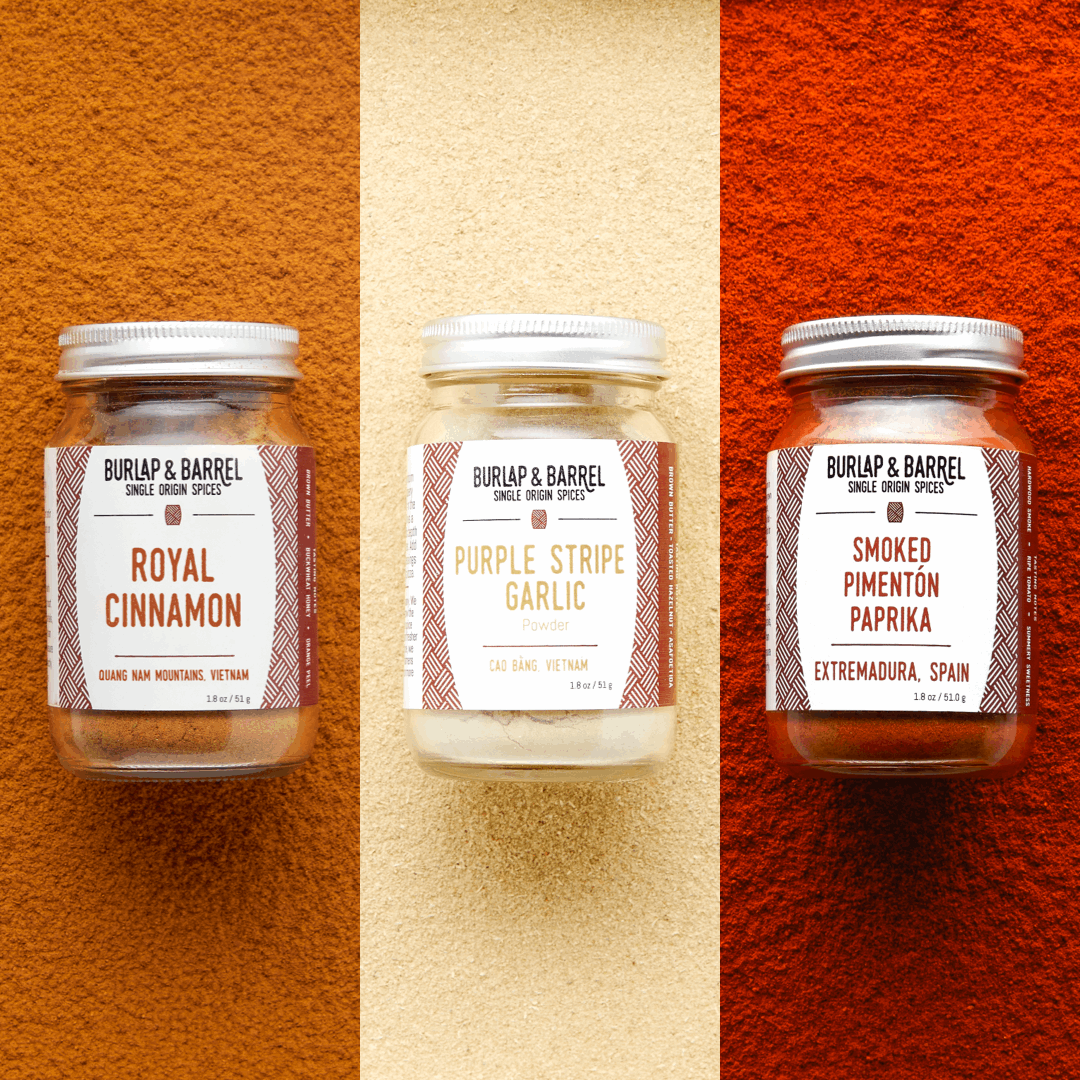 Burlap & Barrel Fundamental Spice Trio - Chef's Gift Set - Single Origin Spice Set