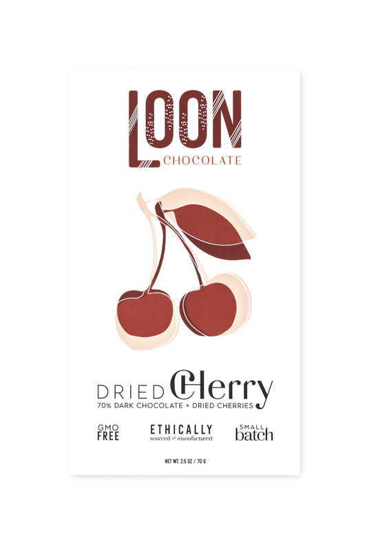 Loon Chocolate Dark Chocolate with Dried Cherry Chocolate Bar