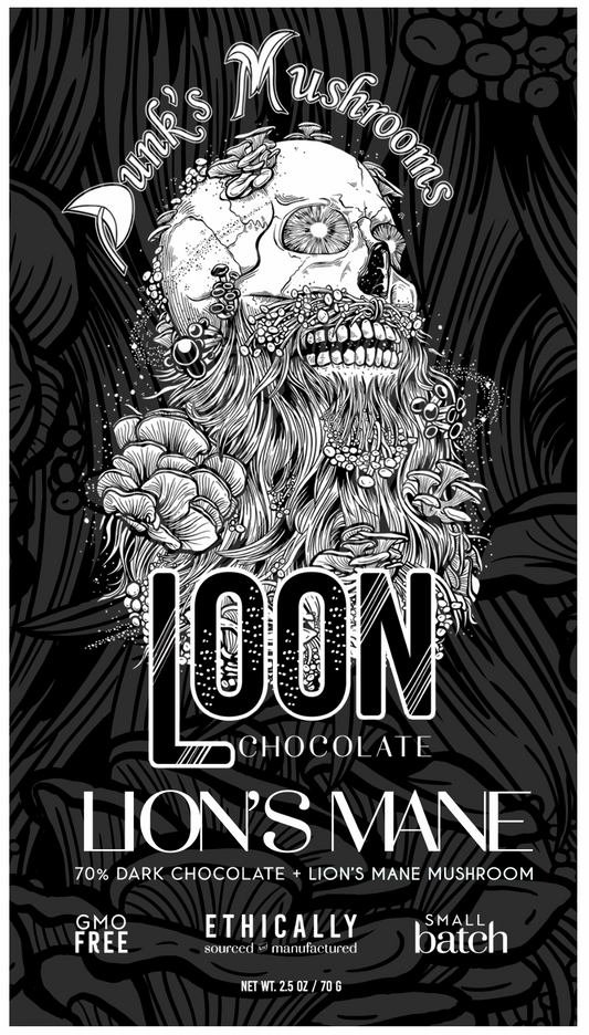 Loon Chocolate Dark Chocolate with Lion's Mane Powder Chocolate Bar