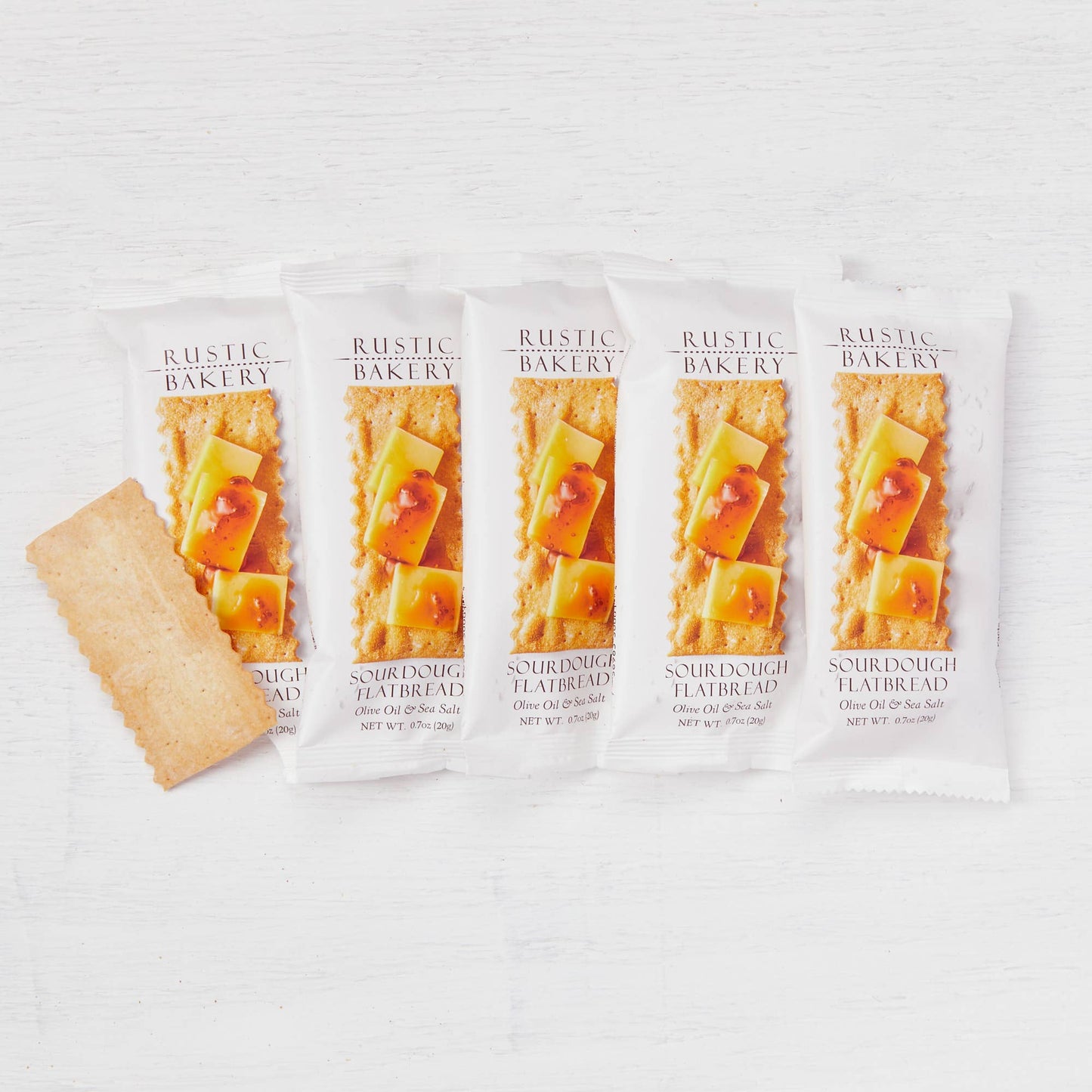 Artisanal Olive Oil & Sel Gris Sourdough Flatbread Crackers - Single Serve Snack  5 Pack