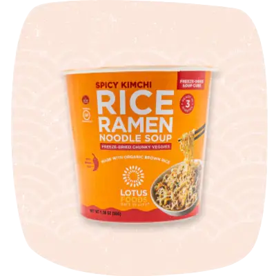 Spicy Kimchi Rice Ramen Soup Cups - 6 Pack of 1.98oz Each